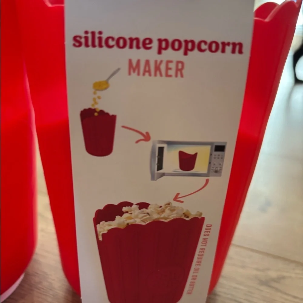 Red Silicone Popcorn Makers Set of 2